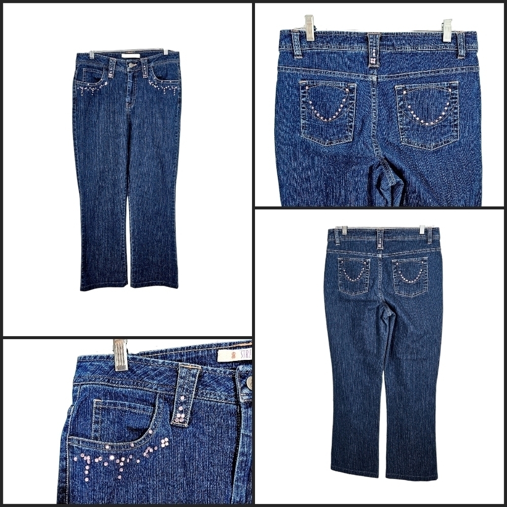 Bill Blass Pink Sequin High Rise Straight Leg Jeans